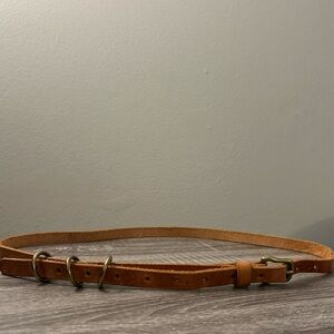 LP Linea Pelle Vintage Collection Mini Tan Leather Belt Gold Hardware